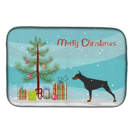 Carolines Treasures Doberman Pinscher Merry Christmas Tree Dish Drying Mat BB2978DDM